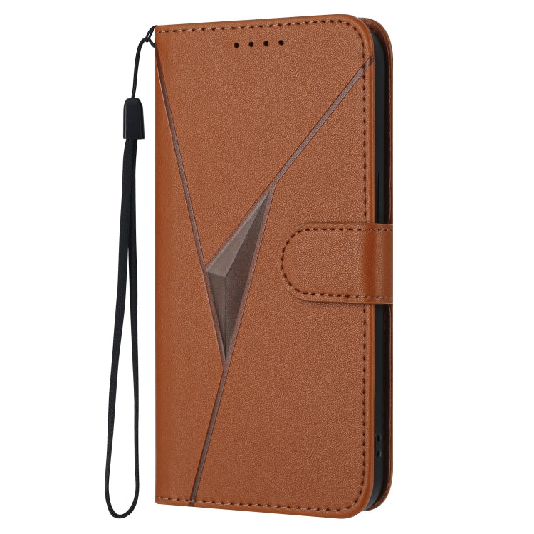 For Motorola Moto G Play 4G 2024 Triangle Pattern Buckle Clasp Leather Phone Case(Brown) - free shipping - PMC Jewellery - Order now!