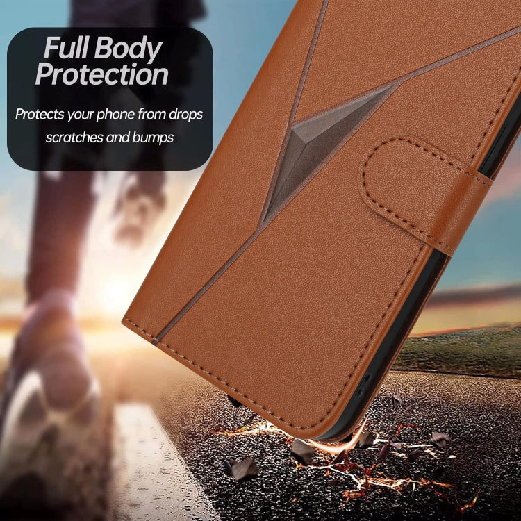 For Motorola Moto G Play 4G 2024 Triangle Pattern Buckle Clasp Leather Phone Case(Brown) - free shipping - PMC Jewellery - Order now!