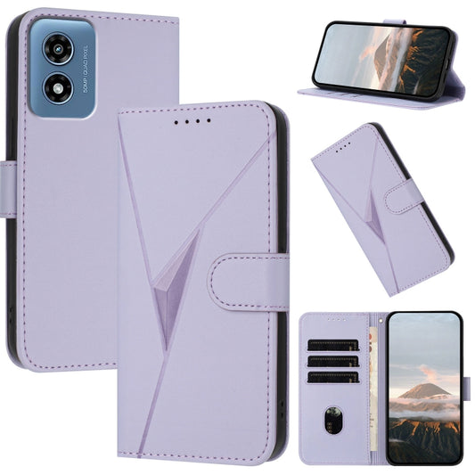 For Motorola Moto G Play 4G 2024 Triangle Pattern Buckle Clasp Leather Phone Case(Light Purple) - Motorola Cases by PMC Jewellery | Online Shopping South Africa | PMC Jewellery | Buy Now Pay Later Mobicred