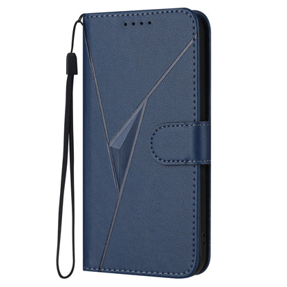 For Motorola Moto G Power 2024 Triangle Pattern Buckle Clasp Leather Phone Case(Royal Blue) - Motorola Cases by PMC Jewellery | Online Shopping South Africa | PMC Jewellery | Buy Now Pay Later Mobicred