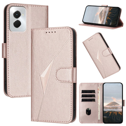 For Motorola Moto G Power 2024 Triangle Pattern Buckle Clasp Leather Phone Case(Rose Gold) - Motorola Cases by PMC Jewellery | Online Shopping South Africa | PMC Jewellery | Buy Now Pay Later Mobicred