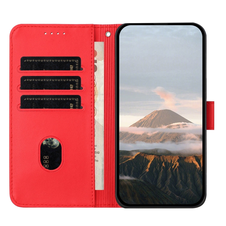 For Motorola Moto G Stylus 2024 Triangle Pattern Buckle Clasp Leather Phone Case(Red) - free shipping - PMC Jewellery - Order now!