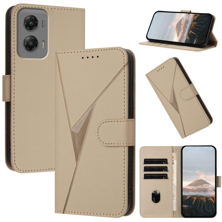 For Motorola Moto G Stylus 2024 Triangle Pattern Buckle Clasp Leather Phone Case(Gold) - Motorola Cases by PMC Jewellery | Online Shopping South Africa | PMC Jewellery | Buy Now Pay Later Mobicred