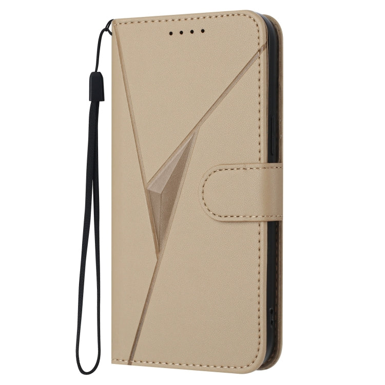 For Motorola Moto G 5G 2024 Triangle Pattern Buckle Clasp Leather Phone Case(Gold) - Motorola Cases by PMC Jewellery | Online Shopping South Africa | PMC Jewellery | Buy Now Pay Later Mobicred