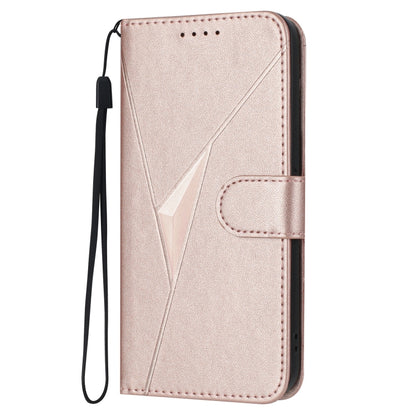 For Motorola Moto G 5G 2024 Triangle Pattern Buckle Clasp Leather Phone Case(Rose Gold) - Motorola Cases by PMC Jewellery | Online Shopping South Africa | PMC Jewellery | Buy Now Pay Later Mobicred