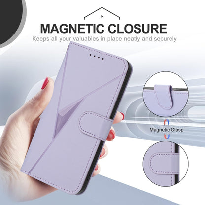 For Motorola Moto G 5G 2024 Triangle Pattern Buckle Clasp Leather Phone Case(Light Purple) - Motorola Cases by PMC Jewellery | Online Shopping South Africa | PMC Jewellery | Buy Now Pay Later Mobicred