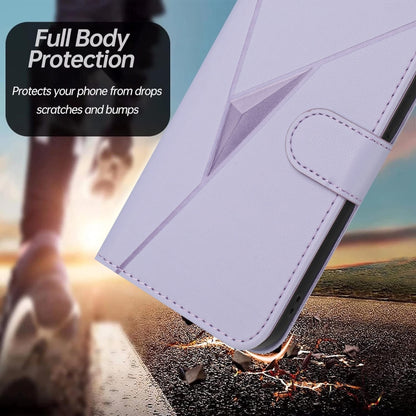 For Motorola Moto G 5G 2024 Triangle Pattern Buckle Clasp Leather Phone Case(Light Purple) - Motorola Cases by PMC Jewellery | Online Shopping South Africa | PMC Jewellery | Buy Now Pay Later Mobicred