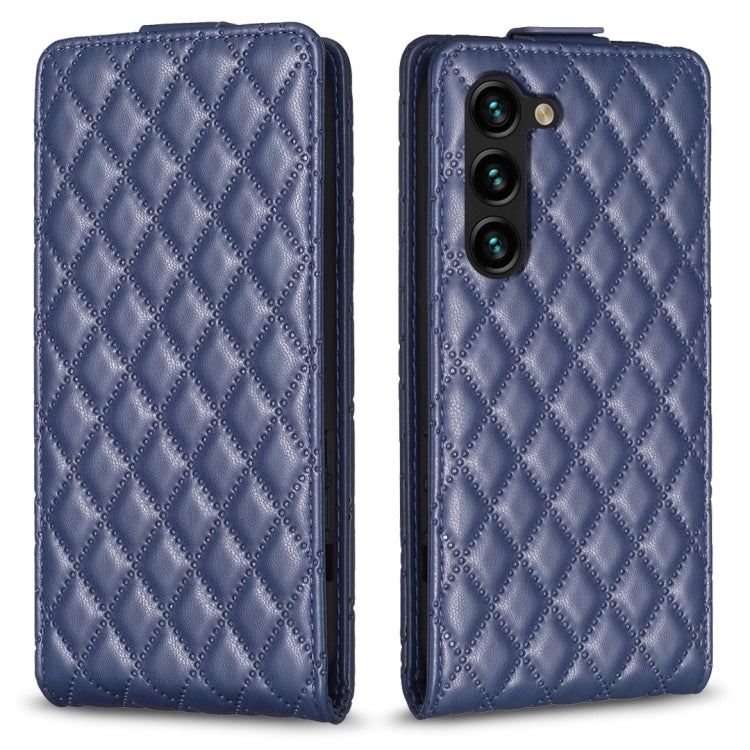 For Samsung Galaxy S25 5G Diamond Lattice Vertical Flip Leather Phone Case(Blue) - Galaxy S25 5G Cases by PMC Jewellery | Online Shopping South Africa | PMC Jewellery | Buy Now Pay Later Mobicred