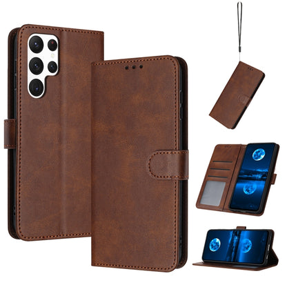 For Samsung Galaxy S25 Ultra 5G Solid Calf Texture Flip Leather Phone Case(Brown) - Galaxy S25 Ultra 5G Cases by PMC Jewellery | Online Shopping South Africa | PMC Jewellery | Buy Now Pay Later Mobicred