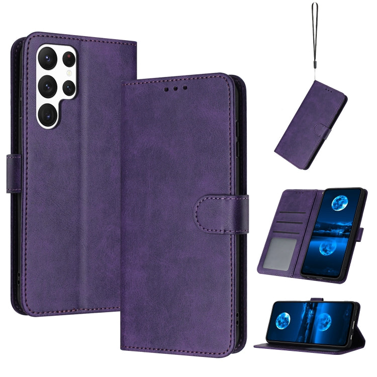 For Samsung Galaxy S25 Ultra 5G Solid Calf Texture Flip Leather Phone Case(Purple) - free shipping - PMC TechLife - Order now!