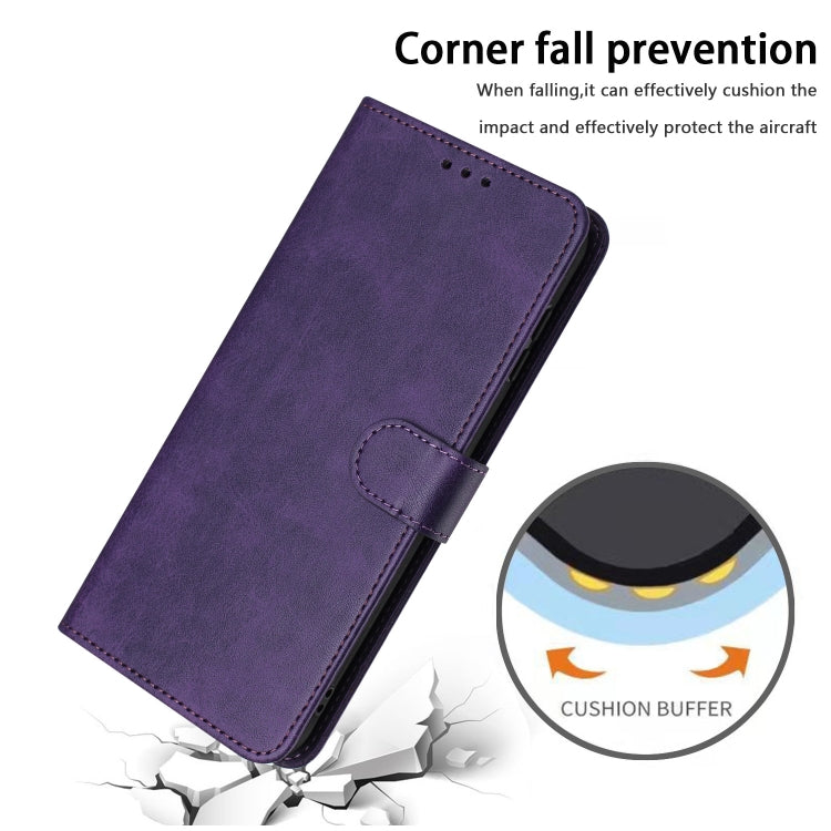 For Samsung Galaxy S25 / S24 5G Solid Calf Texture Flip Leather Phone Case(Purple) - Galaxy S25 5G Cases by PMC TechLife | Online Shopping South Africa | PMC TechLife | Buy Now Pay Later Mobicred