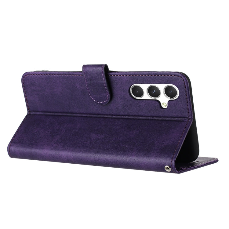 For Samsung Galaxy S25+ / S24+ 5G Solid Calf Texture Flip Leather Phone Case(Purple) - Galaxy S25+ 5G Cases by PMC TechLife | Online Shopping South Africa | PMC TechLife | Buy Now Pay Later Mobicred