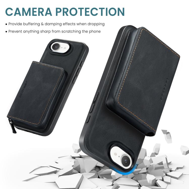 For iPhone 16e JEEHOOD J02 Magnetic Zipper Horizontal Flip Leather Phone Case(Black) - free shipping - PMc TechLife - Order now!