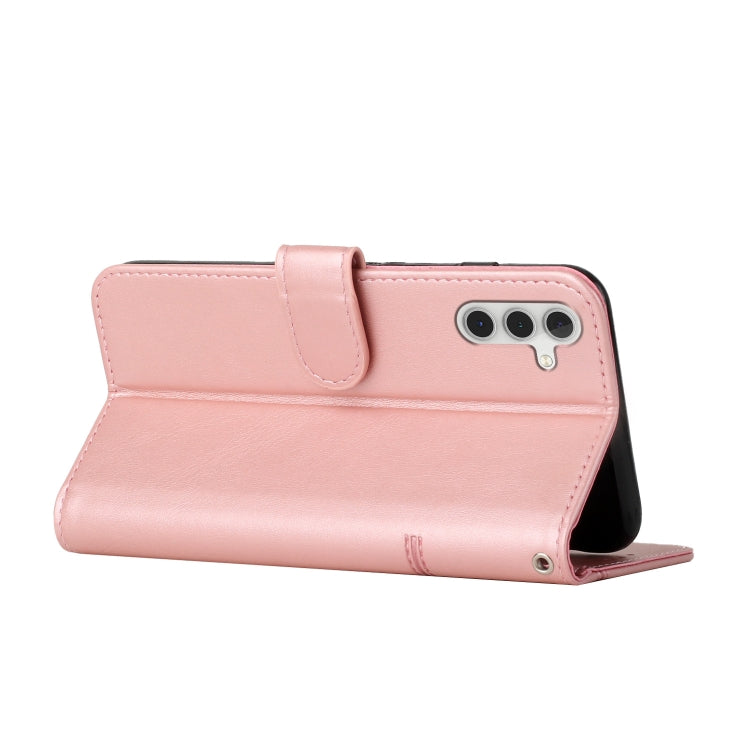 For Samsung Galaxy S25 / S24 5G Stitching Calf Texture Buckle Leather Phone Case(Rose Gold) - Galaxy S25 5G Cases by PMC Jewellery | Online Shopping South Africa | PMC Jewellery | Buy Now Pay Later Mobicred