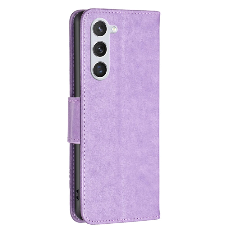 For Samsung Galaxy S25 5G Embossing Two Butterflies Pattern Leather Phone Case(Purple) - Galaxy S25 5G Cases by PMC Jewellery | Online Shopping South Africa | PMC Jewellery | Buy Now Pay Later Mobicred
