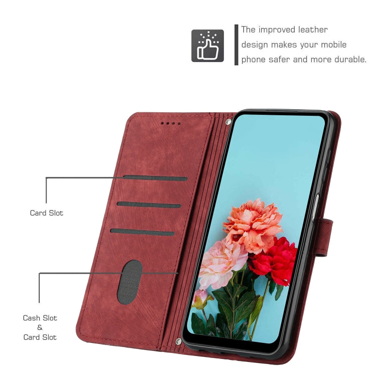 For Samsung Galaxy S25+ / S24+ 5G Skin Feel Stripe Pattern Leather Phone Case with Long Lanyard(Red) - Galaxy S25+ 5G Cases by PMC Jewellery | Online Shopping South Africa | PMC Jewellery | Buy Now Pay Later Mobicred