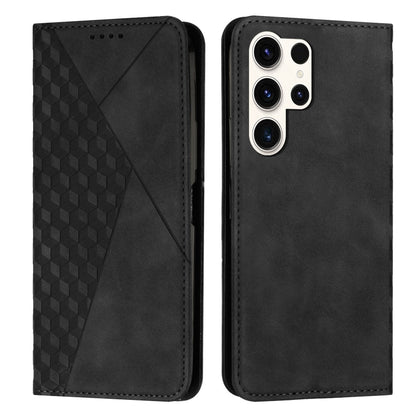 For Samsung Galaxy S25 Ultra 5G Diamond Splicing Skin Feel Magnetic Leather Phone Case(Black) - Galaxy S25 Ultra 5G Cases by PMC Jewellery | Online Shopping South Africa | PMC Jewellery | Buy Now Pay Later Mobicred