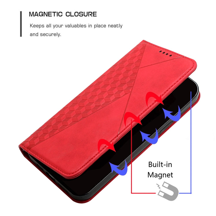 For Samsung Galaxy S25+ / S24+ 5G Diamond Splicing Skin Feel Magnetic Leather Phone Case(Red) - Galaxy S25 5G Cases by PMC Jewellery | Online Shopping South Africa | PMC Jewellery | Buy Now Pay Later Mobicred