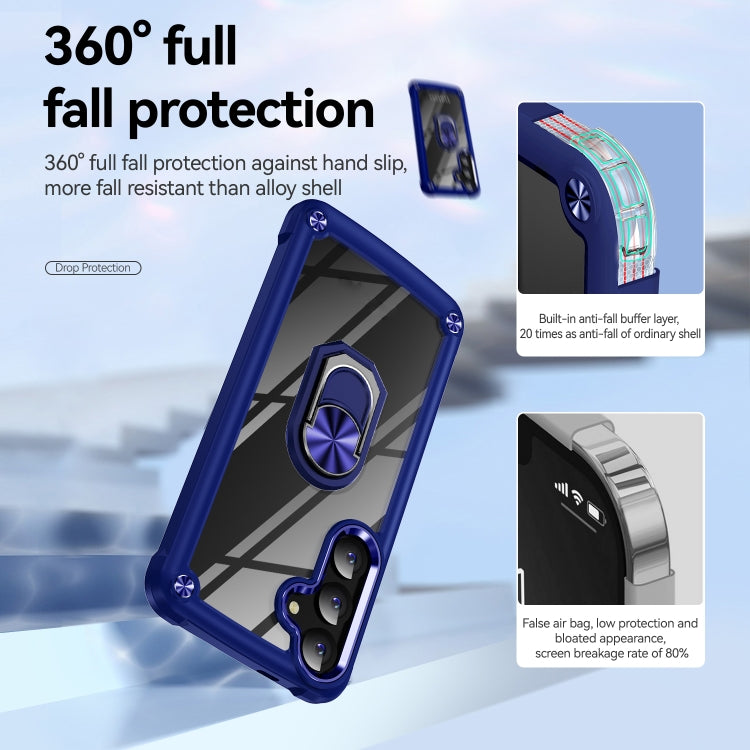 For Samsung Galaxy S25 5G TPU + PC Lens Protection Phone Case with Ring Holder(Blue) - Galaxy S25 5G Cases by PMC Jewellery | Online Shopping South Africa | PMC Jewellery | Buy Now Pay Later Mobicred