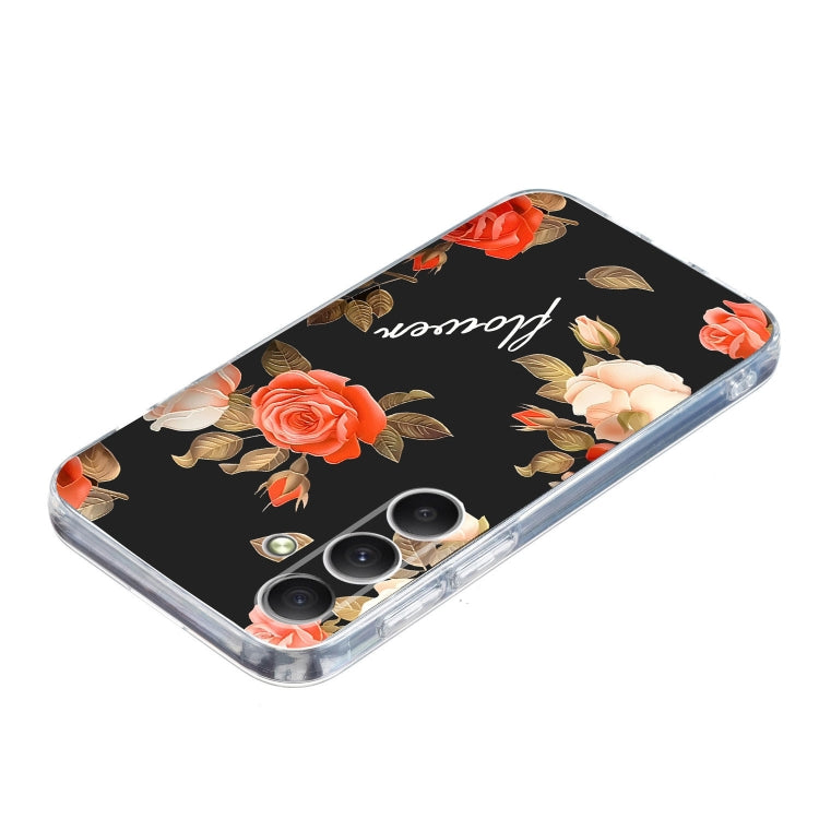 For Samsung Galaxy S25+ 5G Colorful Painting Pattern TPU Phone Case(Flowers On Black) - Galaxy S25+ 5G Cases by PMC Jewellery | Online Shopping South Africa | PMC Jewellery | Buy Now Pay Later Mobicred