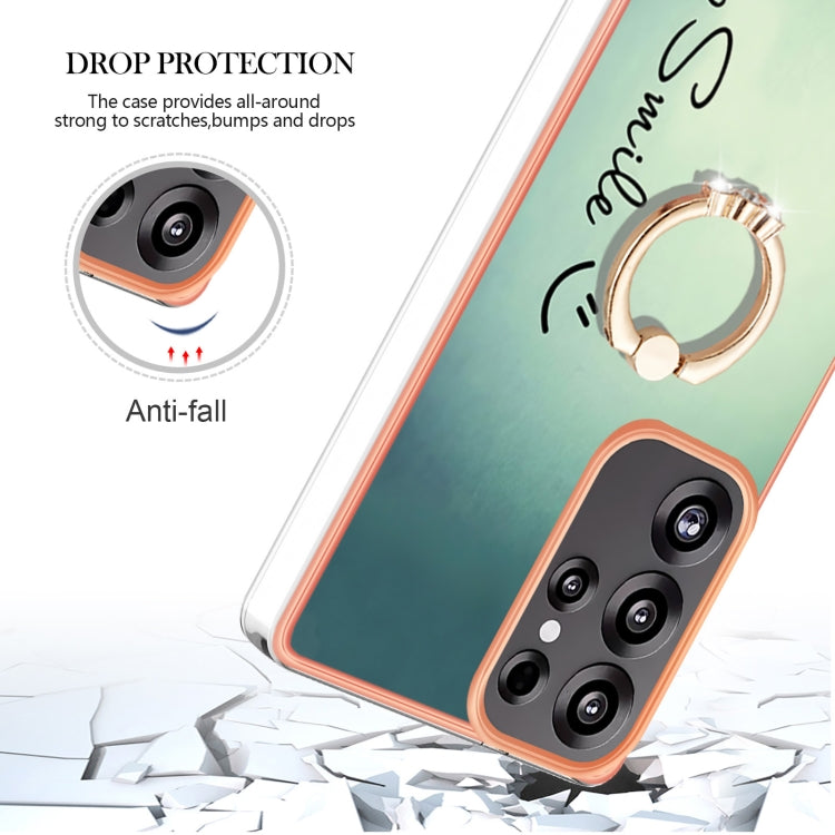 For Samsung Galaxy S25 Ultra 5G Electroplating Dual-side IMD Phone Case with Ring Holder(Smile) - Galaxy S25 Ultra 5G Cases by PMC Jewellery | Online Shopping South Africa | PMC Jewellery | Buy Now Pay Later Mobicred