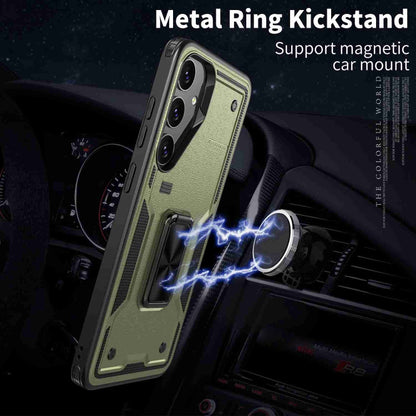 For Samsung Galaxy S25+ 5G Ring Holder PC Hybrid TPU Phone Case(Olive Green) - Galaxy S25+ 5G Cases by PMC Jewellery | Online Shopping South Africa | PMC Jewellery | Buy Now Pay Later Mobicred