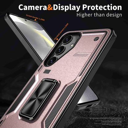 For Samsung Galaxy S25+ 5G Ring Holder PC Hybrid TPU Phone Case(Rose Gold) - Galaxy S25+ 5G Cases by PMC Jewellery | Online Shopping South Africa | PMC Jewellery | Buy Now Pay Later Mobicred