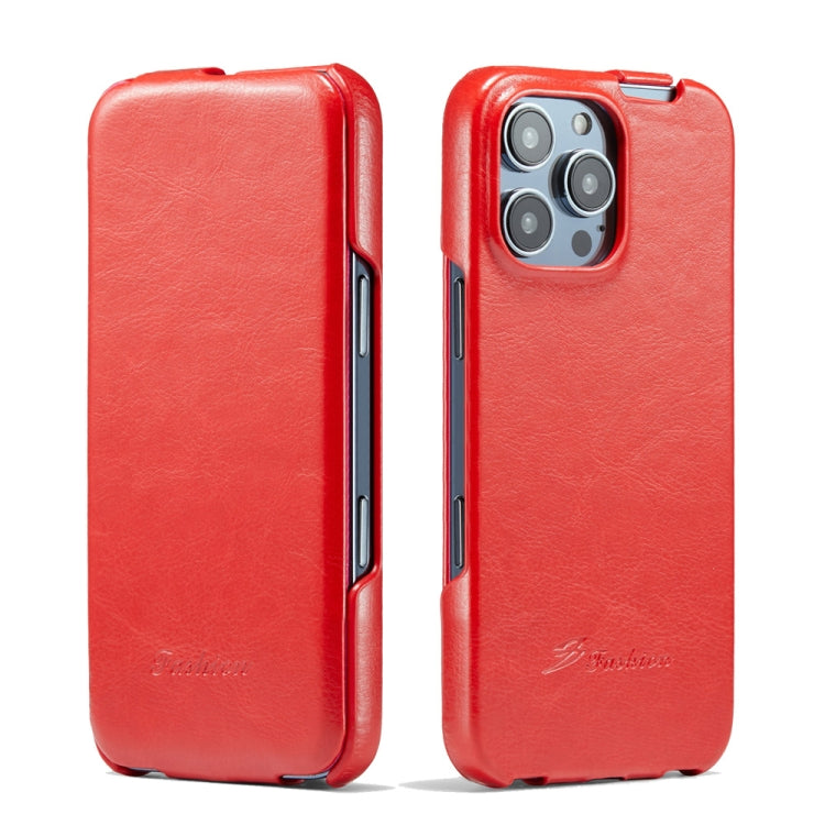 For iPhone 16 Pro Fierre Shann 64 Texture Vertical Flip PU Leather Phone Case(Red) - iPhone 16 Pro Cases by FIERRE SHANN | Online Shopping South Africa | PMC Jewellery | Buy Now Pay Later Mobicred