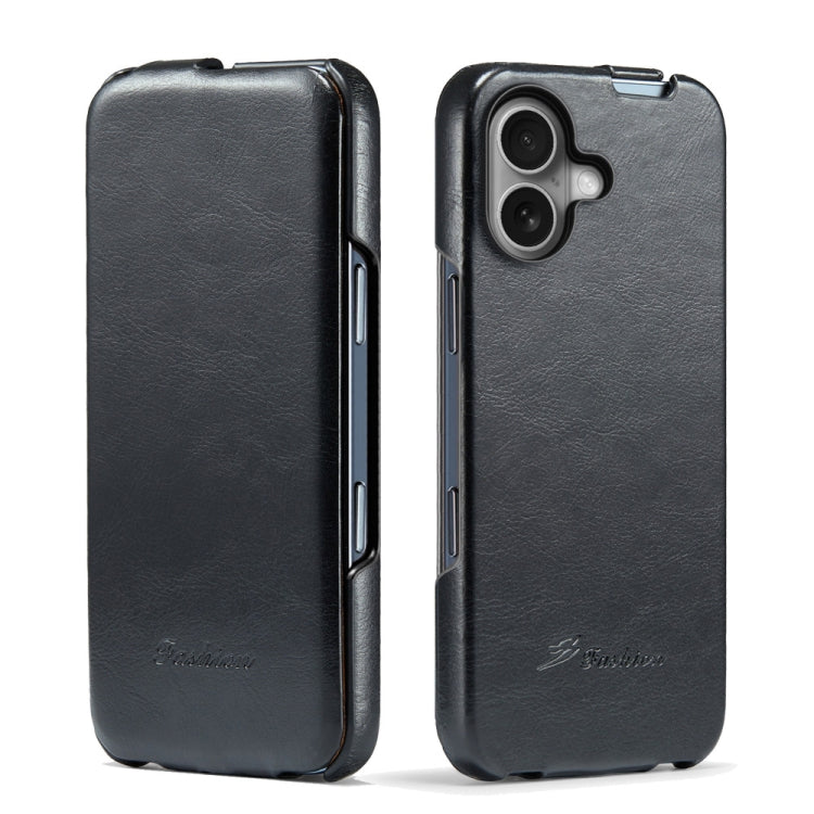 For iPhone 16 Plus Fierre Shann 64 Texture Vertical Flip PU Leather Phone Case(Black) - iPhone 16 Plus Cases by FIERRE SHANN | Online Shopping South Africa | PMC Jewellery | Buy Now Pay Later Mobicred