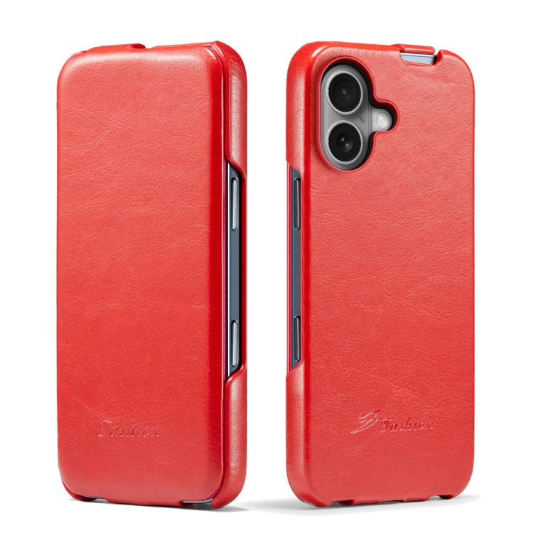 For iPhone 16 Fierre Shann 64 Texture Vertical Flip PU Leather Phone Case(Red) - iPhone 16 Cases by FIERRE SHANN | Online Shopping South Africa | PMC Jewellery | Buy Now Pay Later Mobicred