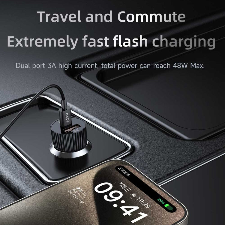 TOTU CC-2 48W USB-A and Type-C Ports Fast Charging Car Charger(Black) - Car Charger by TOTUDESIGN | Online Shopping South Africa | PMC Jewellery | Buy Now Pay Later Mobicred