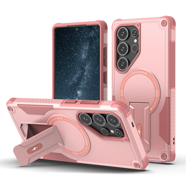 For Samsung Galaxy S25 Ultra 5G Armor MagSafe Holder PC Hybrid TPU Phone Case(Pink) - Galaxy S25 Ultra 5G Cases by PMC Jewellery | Online Shopping South Africa | PMC Jewellery | Buy Now Pay Later Mobicred