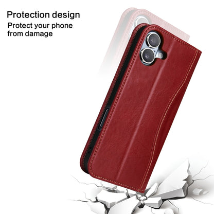 For iPhone 16 Fierre Shann Cowhide Leather Flip Leather Phone Case(Red) - iPhone 16 Cases by FIERRE SHANN | Online Shopping South Africa | PMC Jewellery | Buy Now Pay Later Mobicred