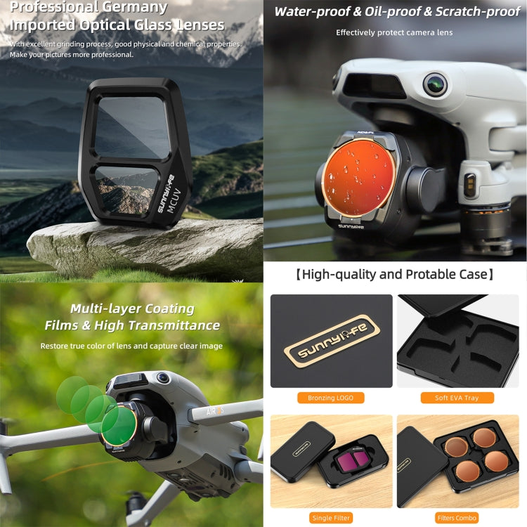 For DJI Air 3S Sunnylife Camera Lens Filter, Filter:MCUV - free shipping - PMC TechLife - Order now!