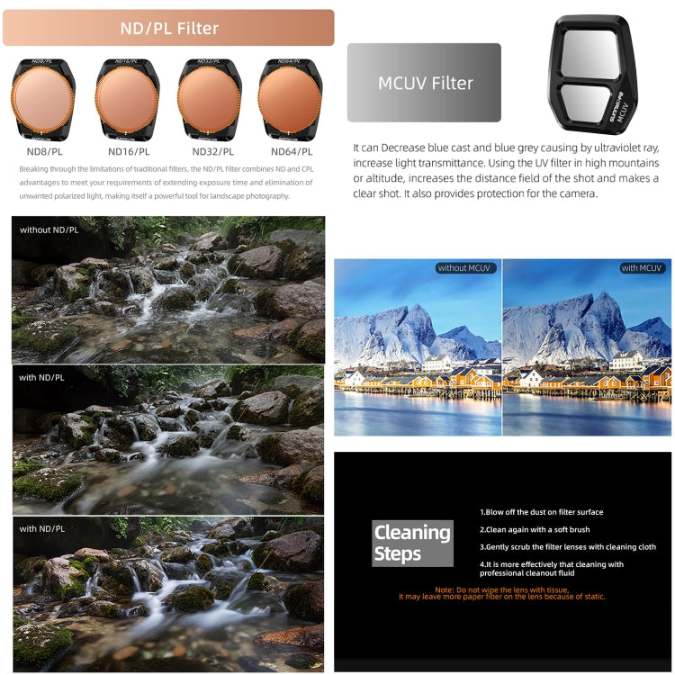 For DJI Air 3S Sunnylife Camera Lens Filter, Filter:3 in 1 CPL ND8 ND16 - free shipping - PMC TechLife - Order now!