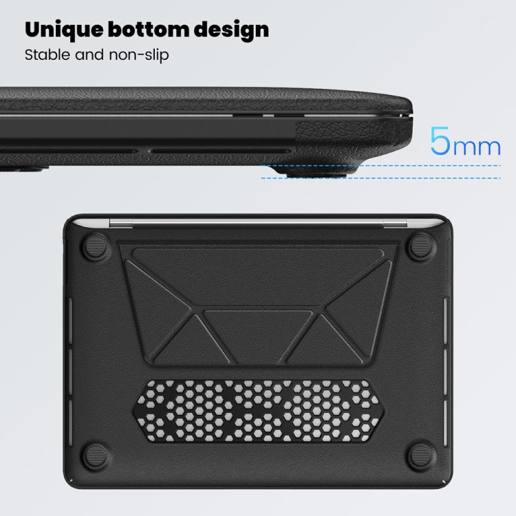 For MacBook Pro 13.3 inch M1 A2338 Business Magnetic Holder PC + PU Laptop Protective Case(Black) - MacBook Pro Cases by PMC Jewellery | Online Shopping South Africa | PMC Jewellery | Buy Now Pay Later Mobicred