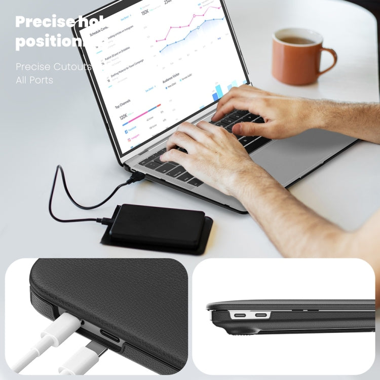 For MacBook Air 13.3 inch A2337 Business Magnetic Holder PC + PU Laptop Protective Case(Black) - MacBook Air Cases by PMC Jewellery | Online Shopping South Africa | PMC Jewellery | Buy Now Pay Later Mobicred