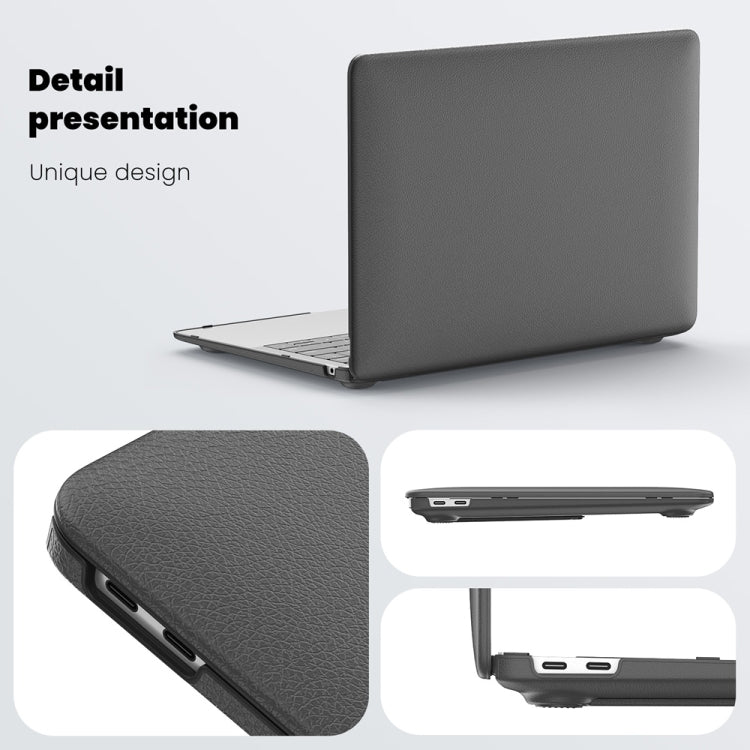 For MacBook Air 13.3 inch A2337 Business Magnetic Holder PC + PU Laptop Protective Case(Grey) - MacBook Air Cases by PMC Jewellery | Online Shopping South Africa | PMC Jewellery | Buy Now Pay Later Mobicred