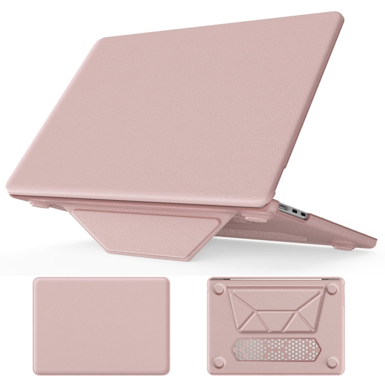 For MacBook Air 13.6 inch A3113 / A2681 Business Magnetic Holder PC + PU Laptop Protective Case(Pink) - MacBook Air Cases by PMC Jewellery | Online Shopping South Africa | PMC Jewellery | Buy Now Pay Later Mobicred