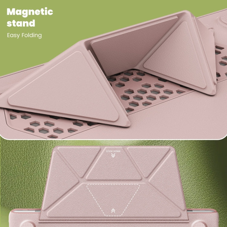 For MacBook Air 13.6 inch A3113 / A2681 Business Magnetic Holder PC + PU Laptop Protective Case(Pink) - MacBook Air Cases by PMC Jewellery | Online Shopping South Africa | PMC Jewellery | Buy Now Pay Later Mobicred