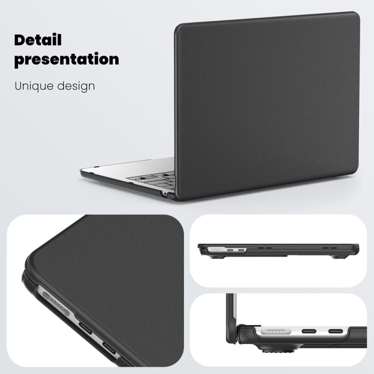 For MacBook Air 13.6 inch A3113 / A2681 Business Magnetic Holder PC + PU Laptop Protective Case(Black) - MacBook Air Cases by PMC Jewellery | Online Shopping South Africa | PMC Jewellery | Buy Now Pay Later Mobicred