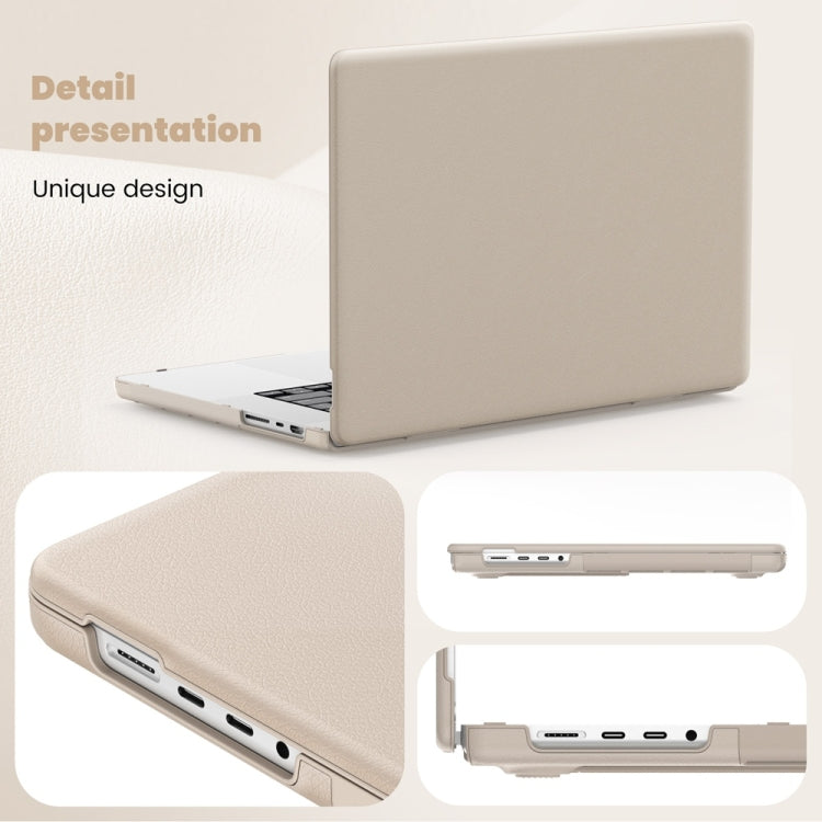 For MacBook Pro 16.2 inch A2991 / A2485 Business Magnetic Holder PC + PU Laptop Protective Case(Gold) - MacBook Pro Cases by PMC Jewellery | Online Shopping South Africa | PMC Jewellery | Buy Now Pay Later Mobicred