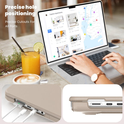 For MacBook Pro 16.2 inch A2991 / A2485 Business Magnetic Holder PC + PU Laptop Protective Case(Gold) - MacBook Pro Cases by PMC Jewellery | Online Shopping South Africa | PMC Jewellery | Buy Now Pay Later Mobicred