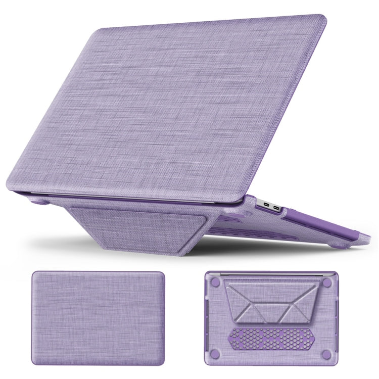 For MacBook Pro 13.3 inch M1 A2338 Fabric Magnetic Holder Laptop Protective Case(Purple) - MacBook Pro Cases by PMC Jewellery | Online Shopping South Africa | PMC Jewellery | Buy Now Pay Later Mobicred