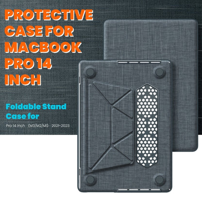 For MacBook Pro 14 inch A2918 / A2992 Fabric Magnetic Holder Laptop Protective Case(Grey) - MacBook Pro Cases by PMC Jewellery | Online Shopping South Africa | PMC Jewellery | Buy Now Pay Later Mobicred