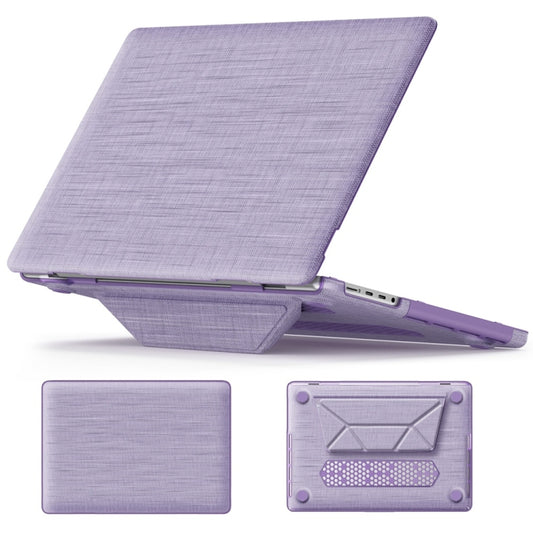 For MacBook Pro 14 inch A2918 / A2992 Fabric Magnetic Holder Laptop Protective Case(Purple) - MacBook Pro Cases by PMC Jewellery | Online Shopping South Africa | PMC Jewellery | Buy Now Pay Later Mobicred