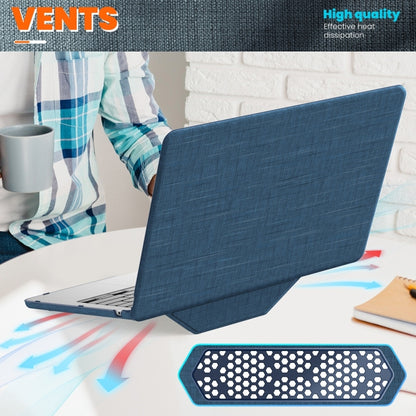 For MacBook Air 13.6 inch A3113 / A2681 Fabric Magnetic Holder Laptop Protective Case(Navy Blue) - MacBook Air Cases by PMC Jewellery | Online Shopping South Africa | PMC Jewellery | Buy Now Pay Later Mobicred