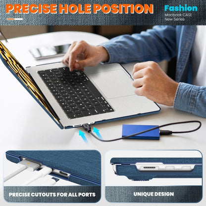 For MacBook Air 15.3 inch A3114 / A2941 Fabric Magnetic Holder Laptop Protective Case(Navy Blue) - MacBook Air Cases by PMC Jewellery | Online Shopping South Africa | PMC Jewellery | Buy Now Pay Later Mobicred