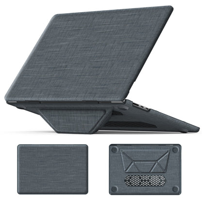 For MacBook Air 15.3 inch A3114 / A2941 Fabric Magnetic Holder Laptop Protective Case(Grey) - MacBook Air Cases by PMC Jewellery | Online Shopping South Africa | PMC Jewellery | Buy Now Pay Later Mobicred