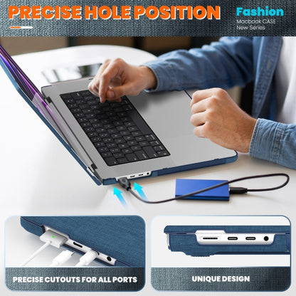 For MacBook Pro 16.2 inch A2991 / A2485 Fabric Magnetic Holder Laptop Protective Case(Navy Blue) - MacBook Pro Cases by PMC Jewellery | Online Shopping South Africa | PMC Jewellery | Buy Now Pay Later Mobicred